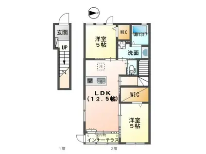 グランパレス浜松半田(2LDK/2階)の間取り写真