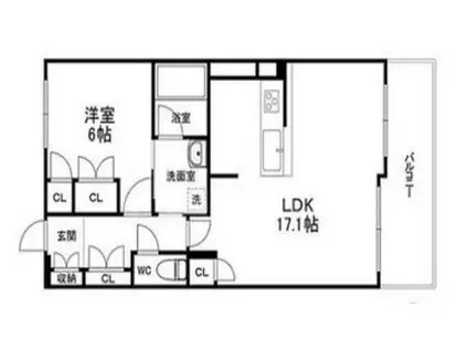 ディオ梅田(1LDK/12階)の間取り写真