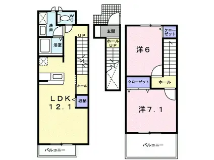 エスポアパレス(2LDK/2階)の間取り写真