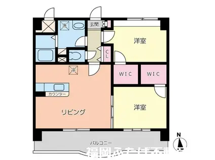 レブリアント板付(2LDK/5階)の間取り写真
