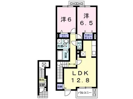 アルシュ I(2LDK/2階)の間取り写真