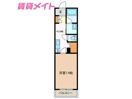 レヴェランス(1K/1階)の間取り写真