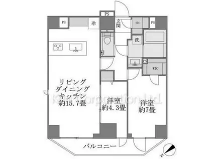 ルネサンス赤坂プレミアコート(2LDK/9階)の間取り写真