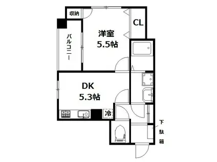 ナイスアーバン保土ヶ谷ステーションプラザ(1DK/2階)の間取り写真