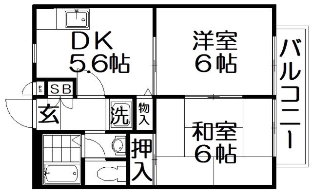 エムグリーンハイツ(2DK/1階)の間取り写真