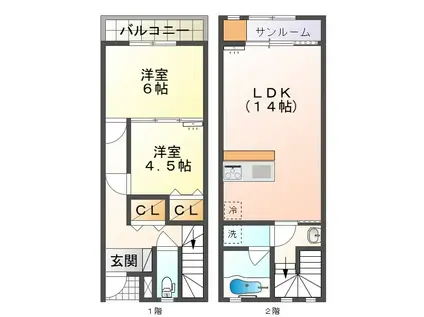 PORTO VISTA II(2LDK/1階)の間取り写真