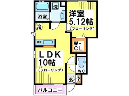 アケボノ VII(1LDK/1階)の間取り写真