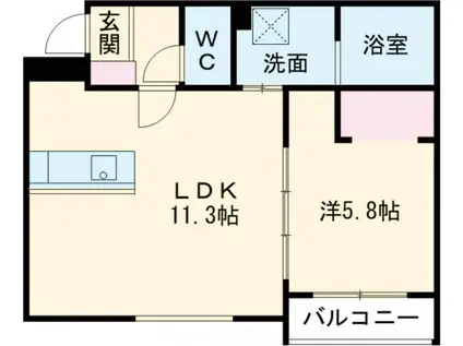 PLUS(1LDK/2階)の間取り写真