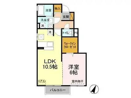 ベルウィルA(1LDK/1階)の間取り写真