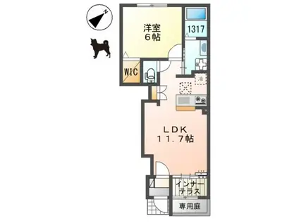 ライラック(1LDK/1階)の間取り写真