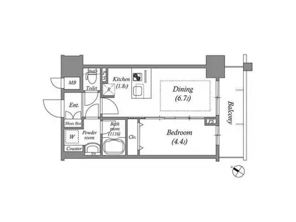 メインステージ大阪ノース MARK(1DK/12階)の間取り写真