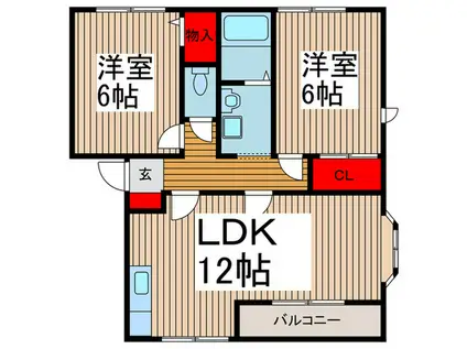 サニーホームズA(2LDK/2階)の間取り写真