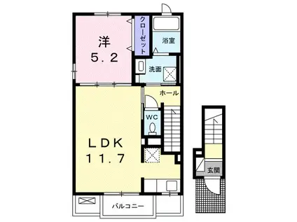 エアリー I(1LDK/2階)の間取り写真