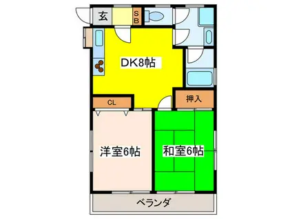 プチメゾン2(2DK/1階)の間取り写真