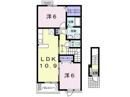 ブルーヒル(2LDK/2階)の間取り写真