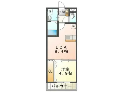 UMI NO MORI(1LDK/3階)の間取り写真