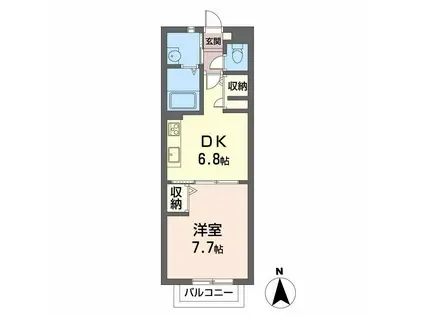 ジュネスコート(1DK/2階)の間取り写真