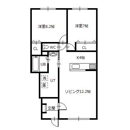 ひまわり 1(2LDK/1階)の間取り写真