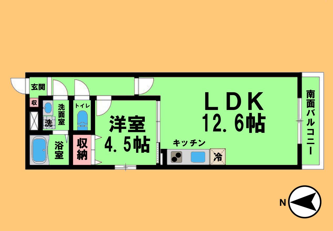 PREMIERE(1LDK/4階)の間取り写真