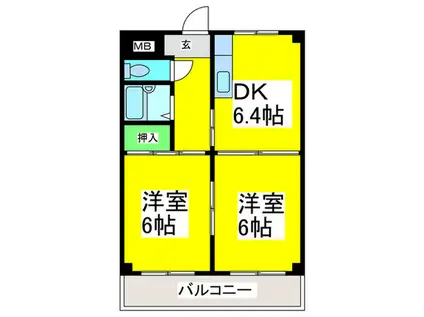 ファースト大浜(2DK/3階)の間取り写真