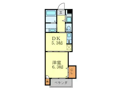 エルファロ(1DK/3階)の間取り写真