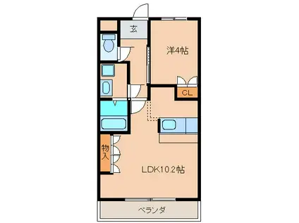 グリーンティアラ(1LDK/2階)の間取り写真