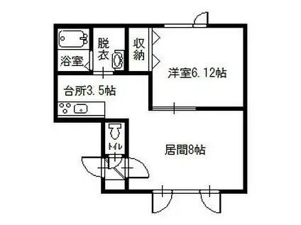 CIGAL旭町(1LDK/2階)の間取り写真