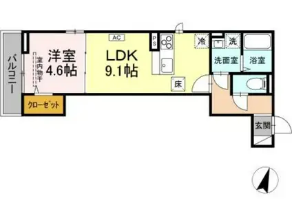 D-ROOM八本松1丁目(1LDK/3階)の間取り写真