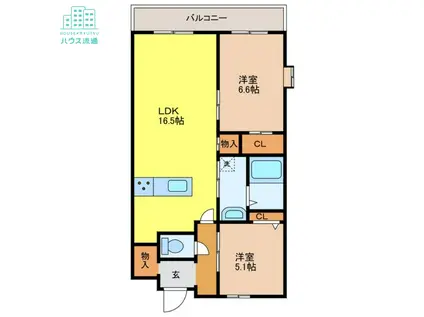 エスポワール長野(2LDK/5階)の間取り写真