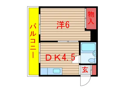 ハイツシーベル(1DK/2階)の間取り写真