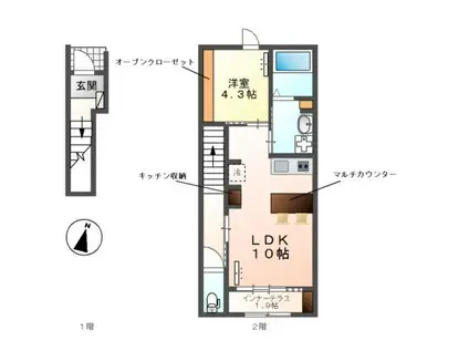 セピア・スイート(1LDK/2階)の間取り写真