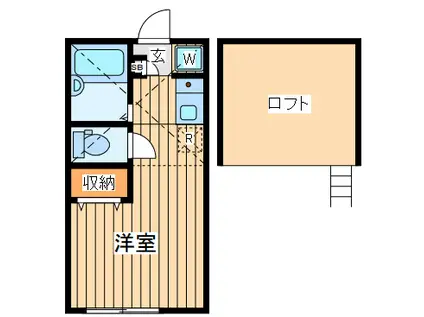 プライムテラス小田急相模原1A棟(ワンルーム/2階)の間取り写真