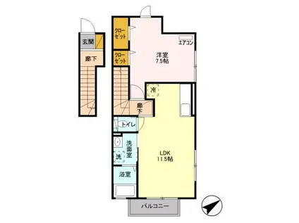 @アマレーヌ.T(1LDK/2階)の間取り写真