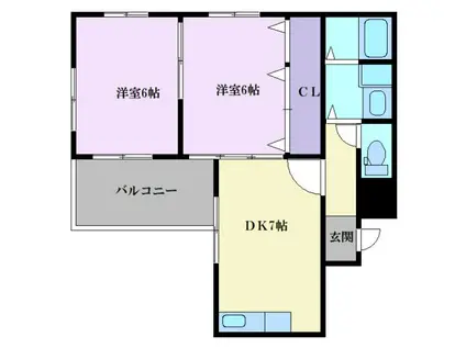 鳳グリーンヒル(2DK/2階)の間取り写真