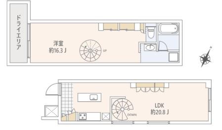 GRANDSTORY西麻布(1SLDK/B1階)の間取り写真