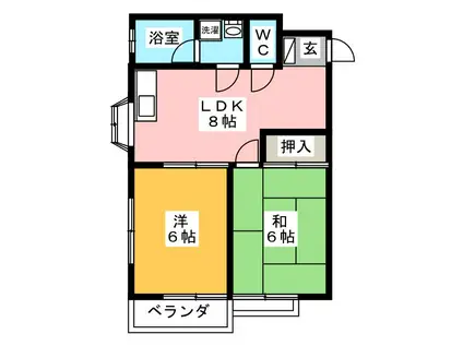 ワコーハイツ(2LDK/2階)の間取り写真