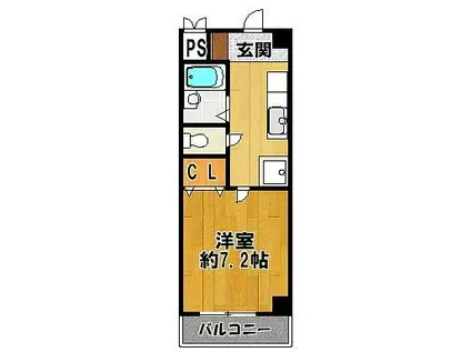 コラールI番館(1K/2階)の間取り写真