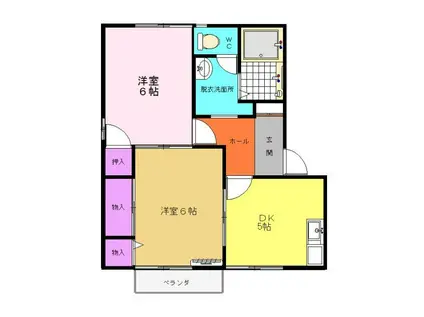 ソレアードC棟(2DK/2階)の間取り写真