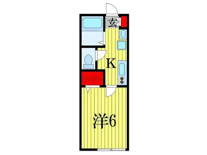 フランネル(1K/2階)の間取り写真