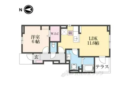 ラポール B(1LDK/1階)の間取り写真
