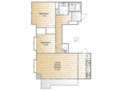 シノン原町(2LDK/3階)の間取り写真