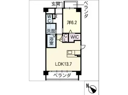 GRACE COURT KUWANA(1LDK/4階)の間取り写真