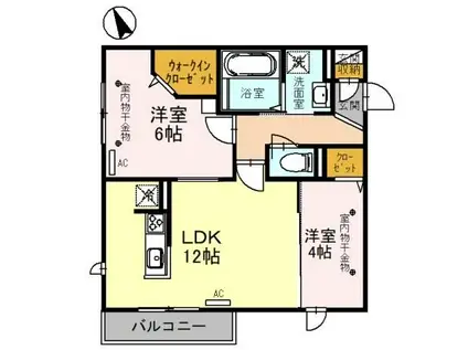 ロイヤルコート若宮(2LDK/2階)の間取り写真