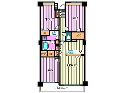 リビオアクシスプレイス(3LDK/15階)の間取り写真