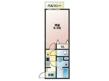 センターパーク柴又III(1K/2階)の間取り写真