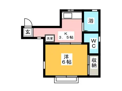 ル・ソレイユ(1K/2階)の間取り写真