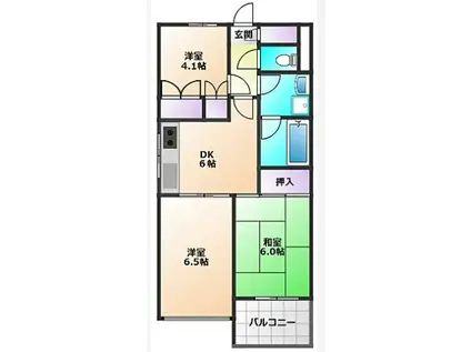 シャンプール(3DK/2階)の間取り写真