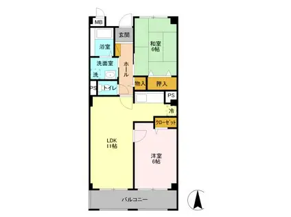 ル・モンテストS(2LDK/2階)の間取り写真