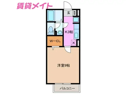 モナリエーレ B(1K/2階)の間取り写真