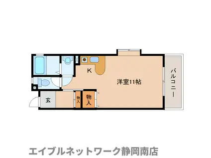 静清第2ハイツ(ワンルーム/3階)の間取り写真